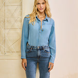 Camisa Jeans Liocel com Mangas Longas
