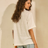 Camisa Bordada com Mangas em Viscolinho