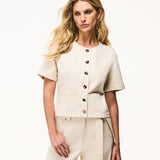 Casaco Curto em Denim Natural Confort