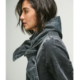 Casaco Jeans Feminino Longline Estonado