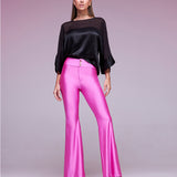 Calça Flare Malha Acetinada