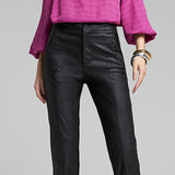 Calça Reta em PU com Toque Alfaiataria