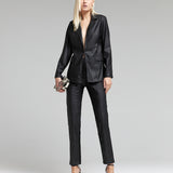 Calça Reta em PU com Toque Alfaiataria