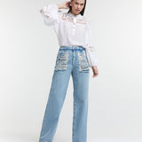 Calça Jeans Wide Leg Destroyed