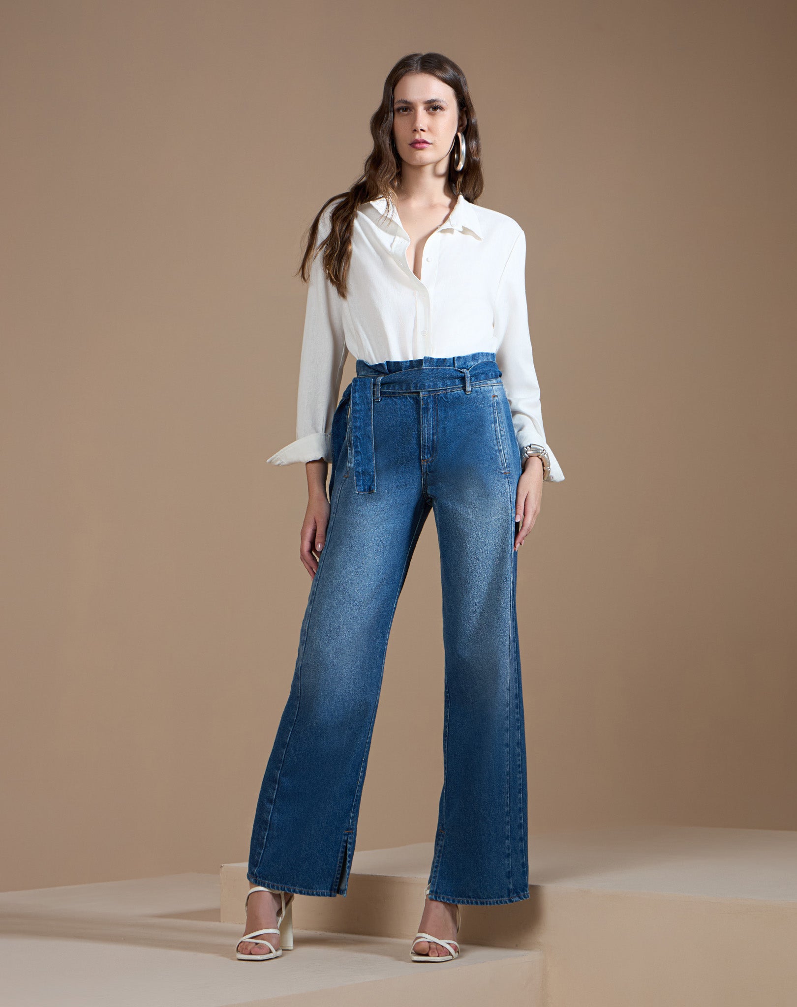 Calça Jeans Clochard com Faixa