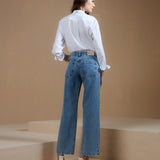 Calça Jeans Feminina Wide Leg Diamante
