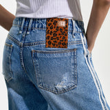 Calça Jeans Boyfriend Destroyed Faixas