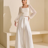 Calça Pantalona com Saia e Amarração