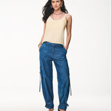 Calça Jeans Cargo com Ajuste no Tornozelo