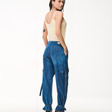 Calça Jeans Cargo com Ajuste no Tornozelo