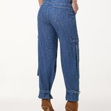 Calça Jeans Cargo com Ajuste no Tornozelo