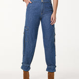 Calça Jeans Cargo com Ajuste no Tornozelo