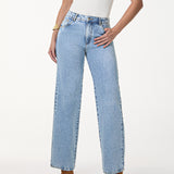 Calça Jeans Wide Leg Lavanderia Média