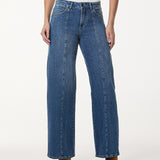 Calça Jeans Wide Leg com Vinco Frontal