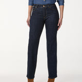 Calça Reta Jeans Pesponto Caramelo
