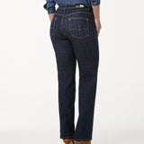 Calça Reta Jeans Pesponto Caramelo