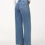 Calça Jeans Wide Leg Cós Corset