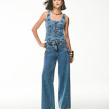 Calça Jeans Corset Wide Leg