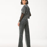 Calça Jeans Wide Leg Utilitária