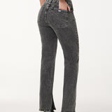 Calça Jeans Reta Gray Acid Wash com Recortes