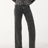 Calça Jeans Wide Leg Gray Acid Wash