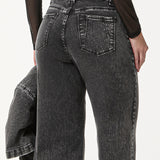 Calça Jeans Wide Leg Gray Acid Wash