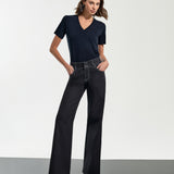 Calça Jeans Feminina Wide Leg Preta