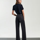 Calça Jeans Feminina Wide Leg Preta