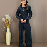 Calça Feminina Wide Leg de Veludo Cotelê
