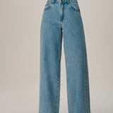 Calça Jeans Pantalona em Algodão médio