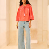 Calça Jeans Pantalona em Algodão Claro