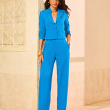 Calça Wide Leg em Linho Stretch Pacífico