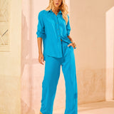 Calça Wide Leg em Linho Cós Elástico Pacifico