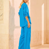 Calça Wide Leg em Linho Cós Elástico Pacifico