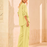 Calça Wide Leg em Linho Cós Elástico Siciliano