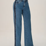 Calça Jeans Wide Leg Lavagem Diamante