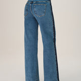 Calça Jeans Wide Leg Lavagem Diamante