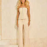 Calça Jeans Reta Off White com Fenda