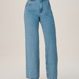 Calça Jeans Wide Leg em Algodão Claro