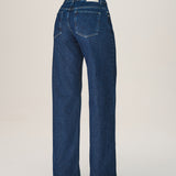 Calça Jeans Wide Leg em Algodão Escuro