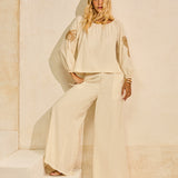 Calça Maxi Pantalona em Linho Blend