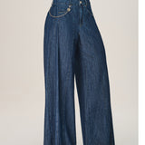 Calça Jeans Pantalona Metal nos Bolsos