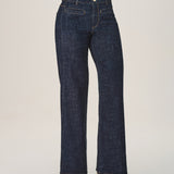 Calça Jeans Wide Leg com Bolsos Embutidos