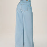 Calça Jeans Pantalona Clássica Lavagem Clara
