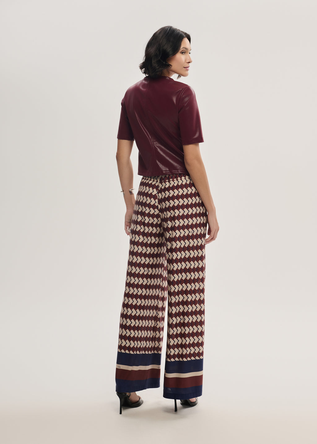 Calça Pantalona Estampa Geométrica