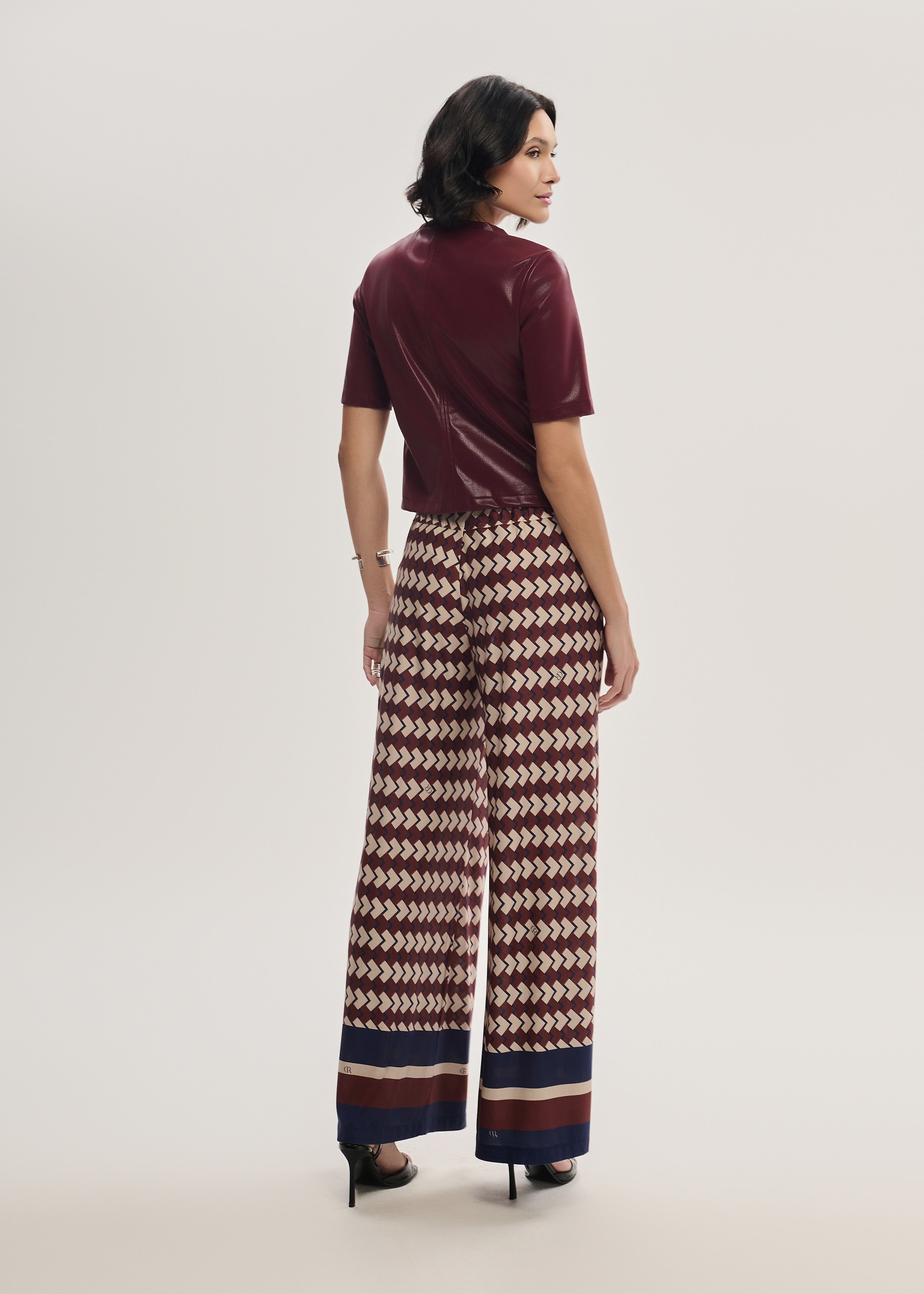Calça Pantalona Estampa Geométrica