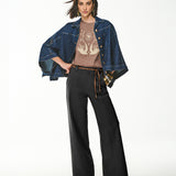 Calça Wide Leg em Alfaiataria com Cinto PU
