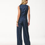 Colete Jeans de Alfaiataria Riscado