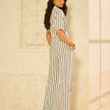 Conjunto Listrado em Stripe Summer com Gola Polo Marinho