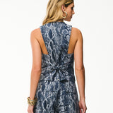 Colete em Snake Jacquard Índigo